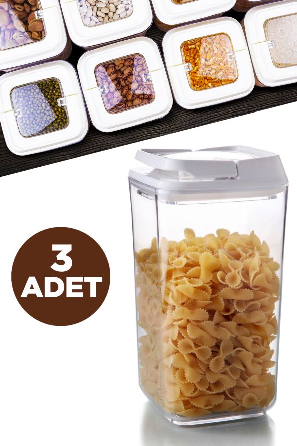3-Piece Vacuum Food Storage Container Set Square 1.2 Lt