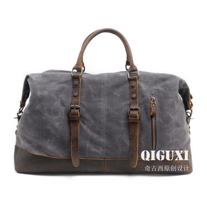 Men's Waxed Canvas Weekender Travel Overnight Bag