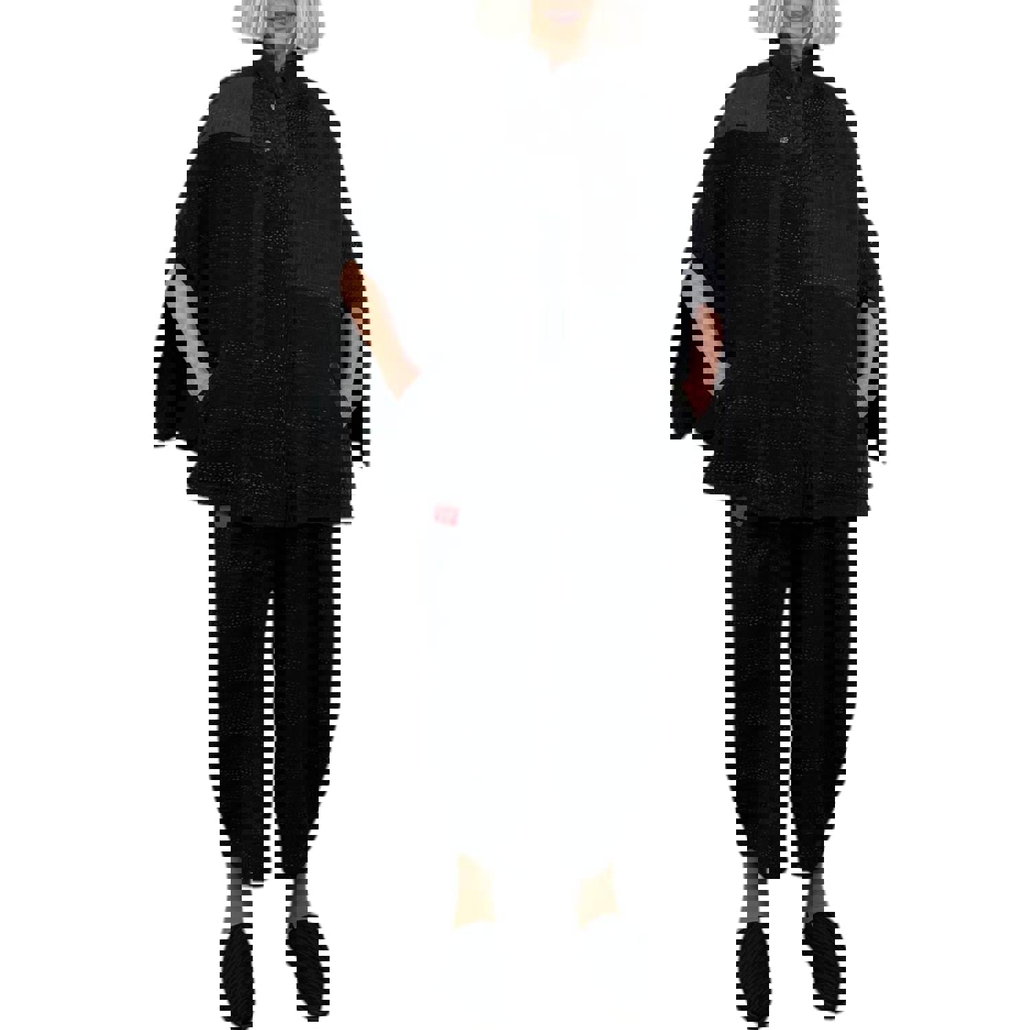 JAIPUR PATCH MANTLE CAPE JACKET - Reversible 4-Layer Kantha Fabric Cape