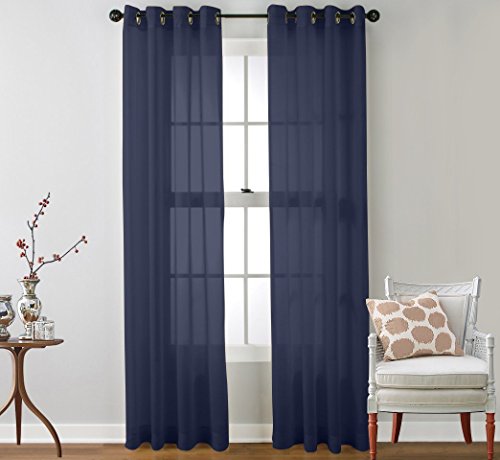 2 Piece Set Window Sheer Curtains Grommet Panels 54 X 84 Total 108 X 84
