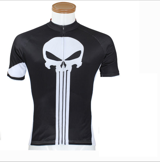 ILPALADINO White Skull Black Mens Bike Suit Cycling Jersey - Breathable & Quick-Drying for Road/Mountain Biking