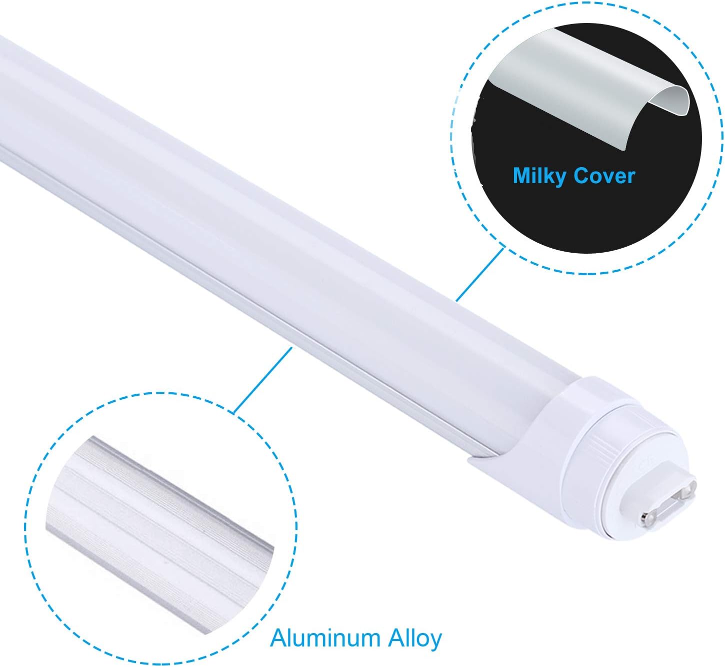 8FT LED Shop Light - 40W, 5000K, Frosted, 4800 Lumens, Energy-Efficient, Ballast Bypass Type B
