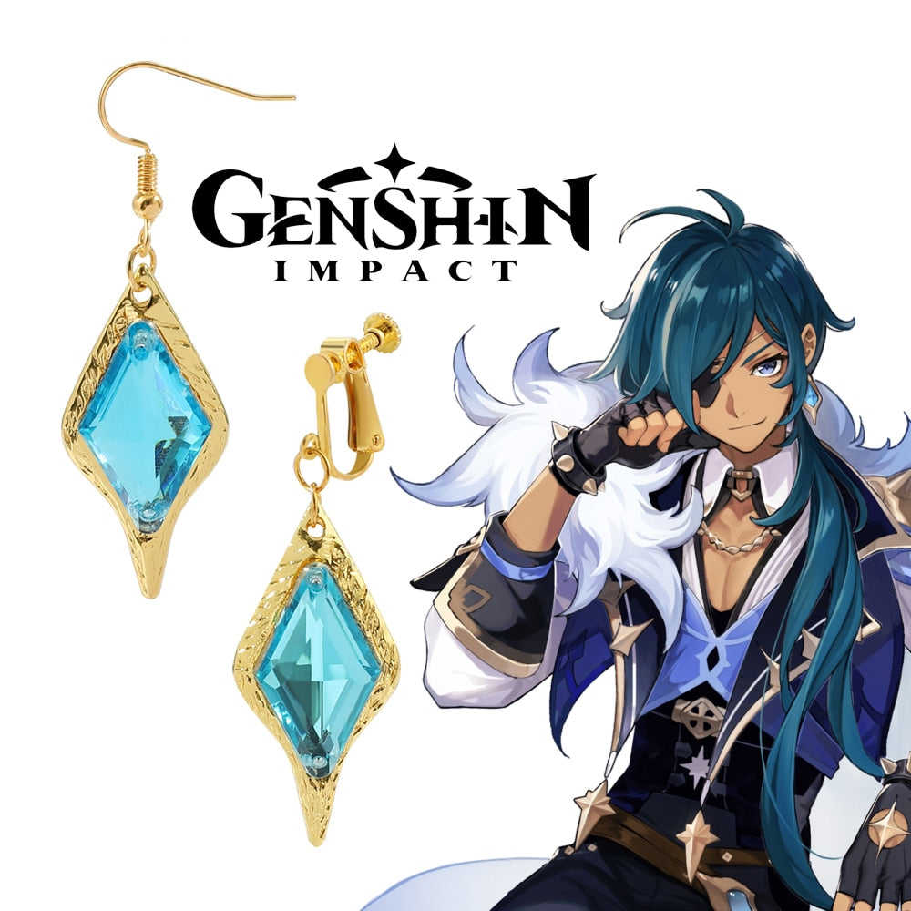 Anime Genshin Impact Earrings - Barbatos Venti Tartaglia Kaeya Alberch Qiqi Cosplay Accessories