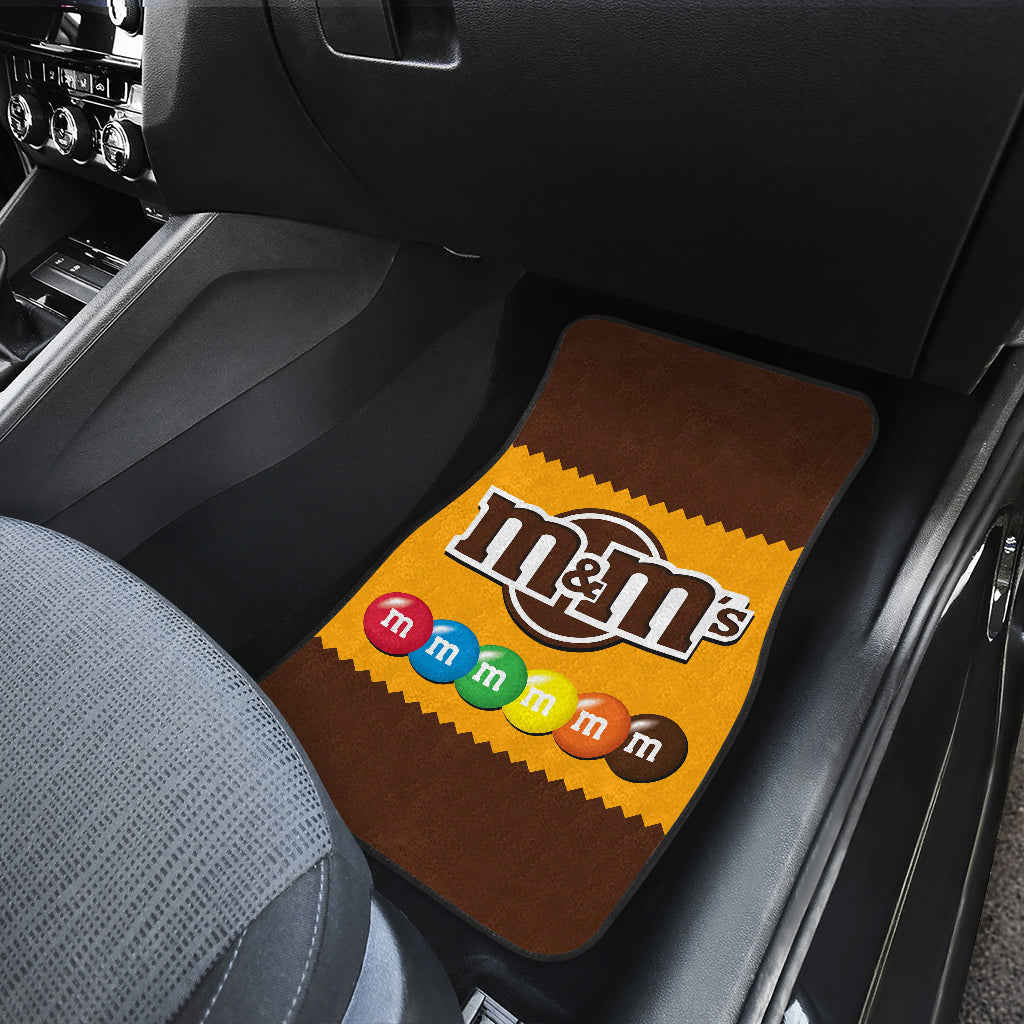 M&M Chocolate Logo Custom Car Floor Mats - Front & Back Set