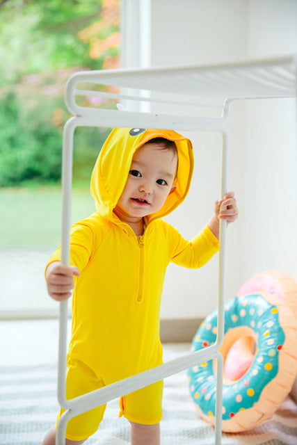 Duckling Yellow Hoodie Baby 3/4 Sleeve Swimsuit