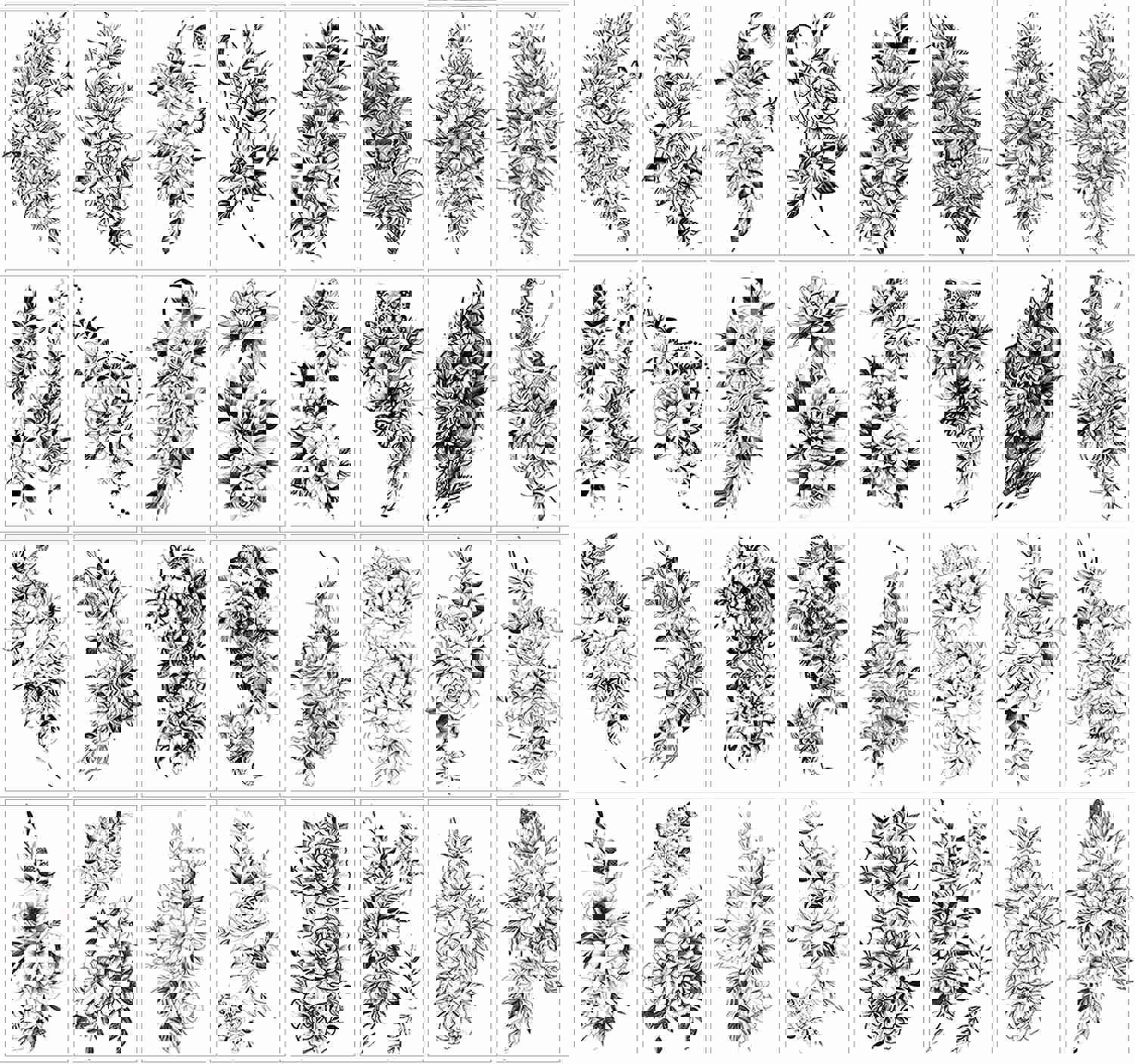 32pcs Black Rose Flower Temporary Tattoo Sticker For Women, Multiple Floral Pattern Designs (7.5X3.8 inch)