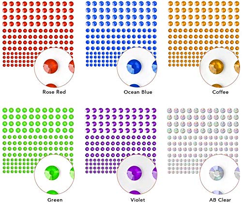 Rhinestone Stickers 2475 PCS, Nicpro Self Adhesive Face Gems Stick on Body Jewels Crystal in 3 Sizes 15 Colors, 15 Embellishments Sheet for Decorations Crafts Nail Makeup