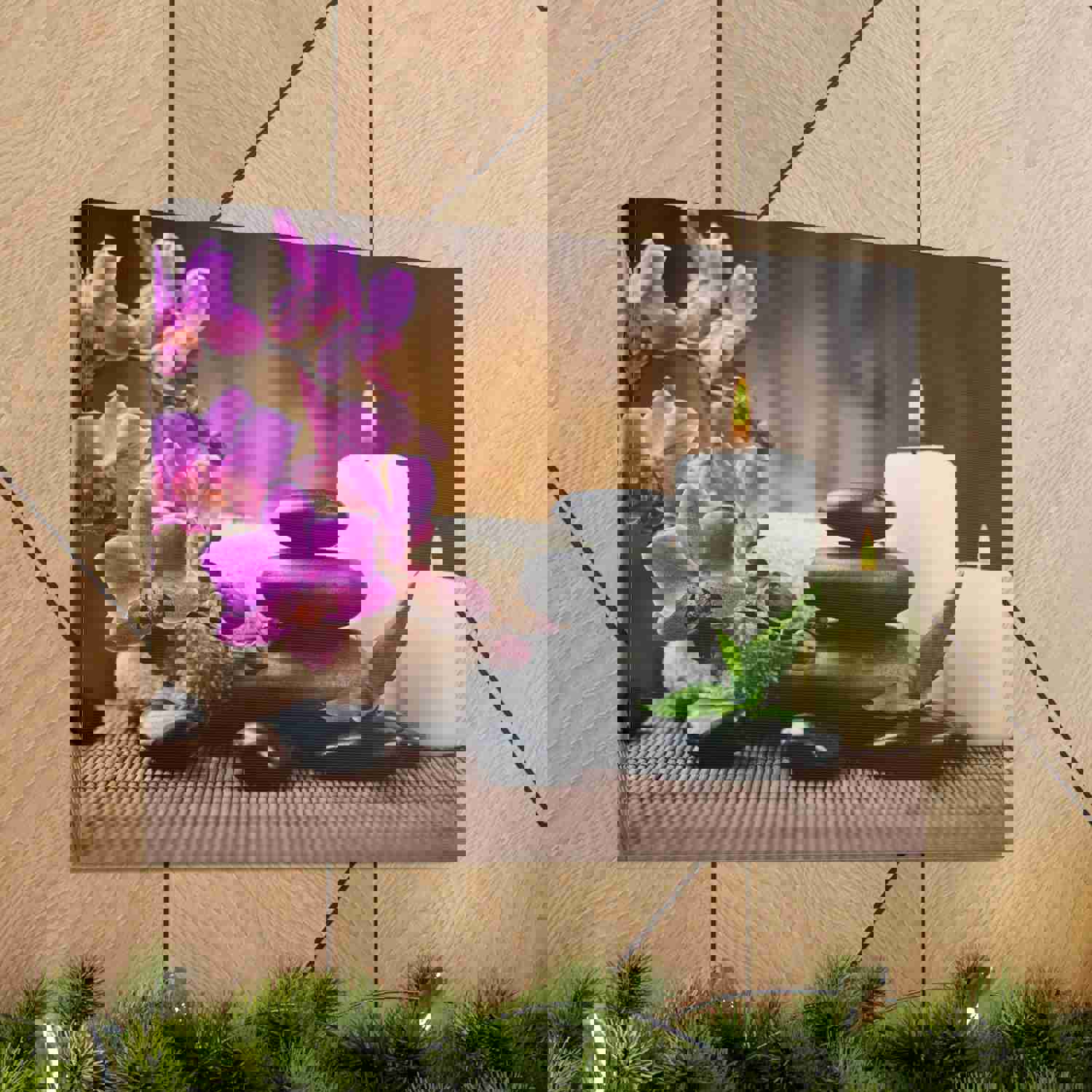 Stones and Bamboo Forest Floral Nature Photography Canvas Wall Art for Home Decor