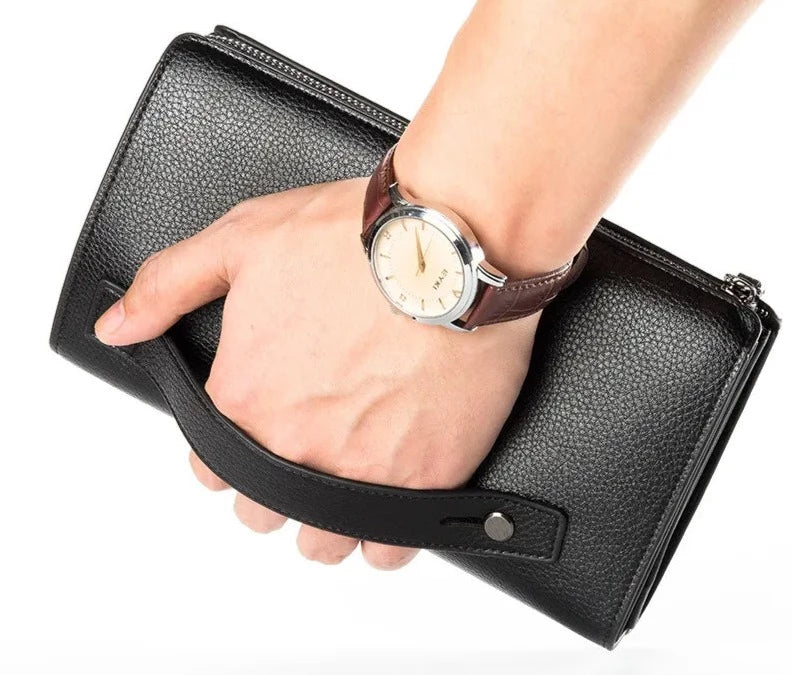 Baellerry Large Capacity PU Leather Men Clutch Bag with Handle