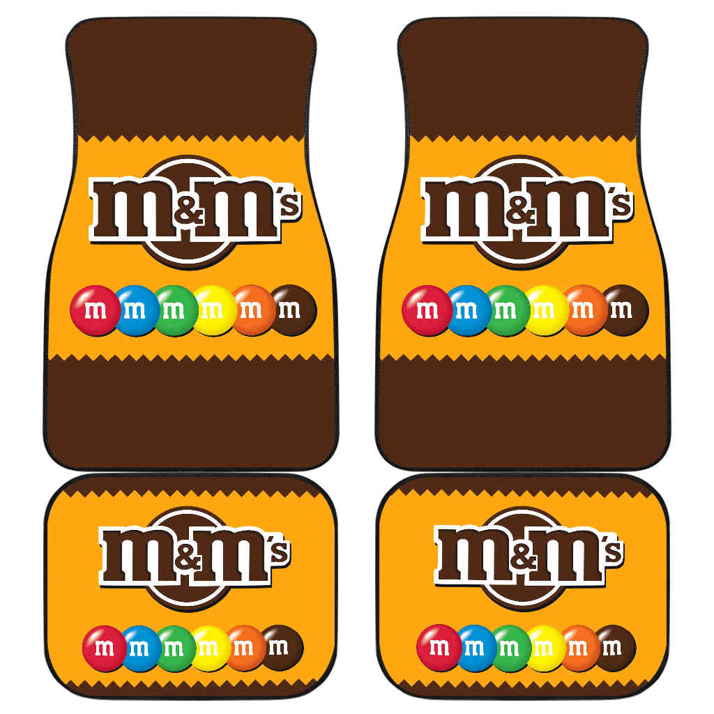 M&M Chocolate Logo Custom Car Floor Mats - Front & Back Set