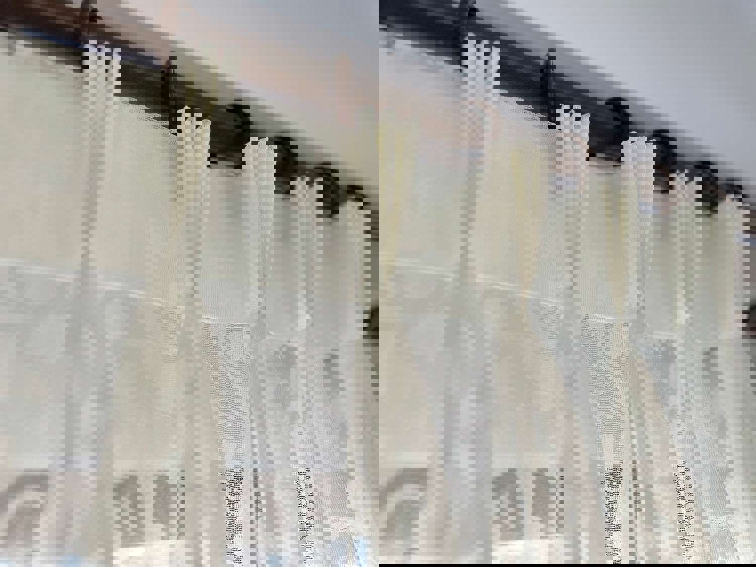 Triple French Pleated Off-White Custom Paisley Floral Sheer Curtain