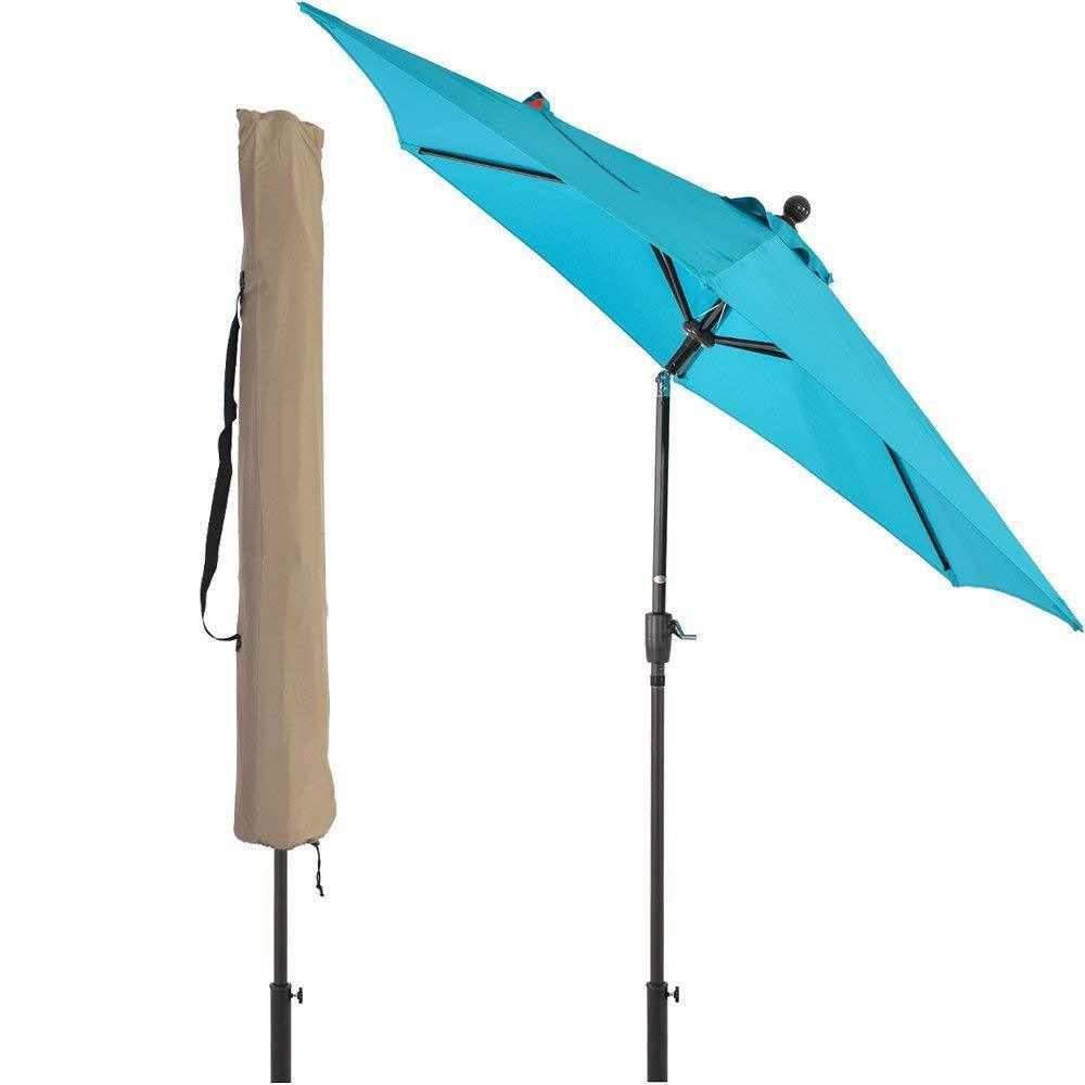 LCH 9 ft Outdoor Umbrella with Tilt Crank and Cover (Blue)