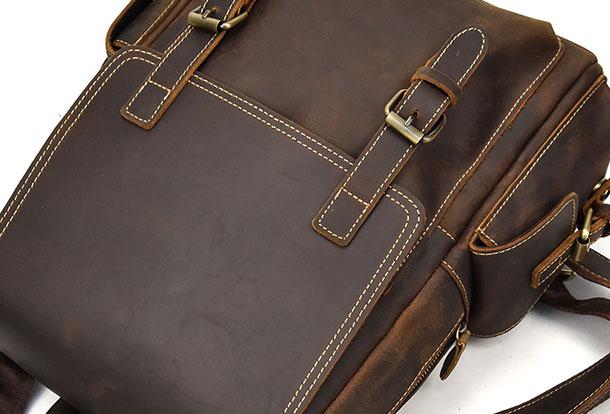 Premium Leather Men's Travel Backpack - Large Coffee Backpack with 13-inch Laptop Compartment