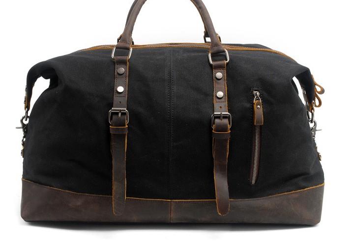 Men's Waxed Canvas Weekender Travel Overnight Bag