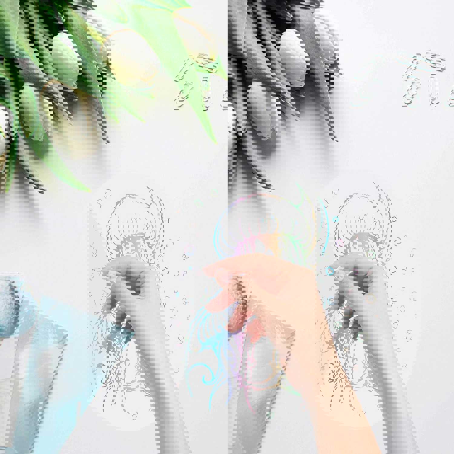 Craspire PVC Wall Sticker Set - Jellyfish Pattern, Round Shape for Window & Stairway Decor (4 Styles, 4pcs/set)