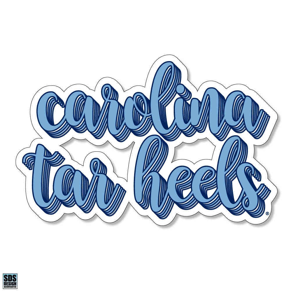 Carolina Tar Heels Shadow Script Decal Sticker - 3 Inches, Durable & Fade Resistant