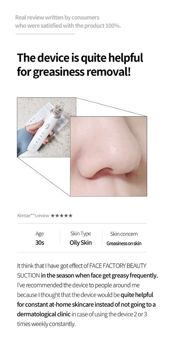 FACE FACTORY BEAUTY SUCTION - Korean Premium Blackhead Remover Vacuum for Pore Sebum Removal