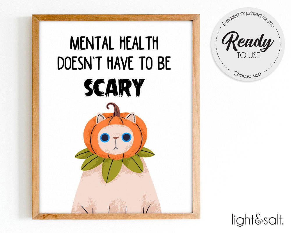 Mental Health Posters Set of 4 - Halloween Self Care Digital Download