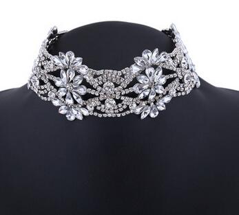 Rhinestones Choker Shiny Sparkly Statement Necklace for Women Fashion Jewelry