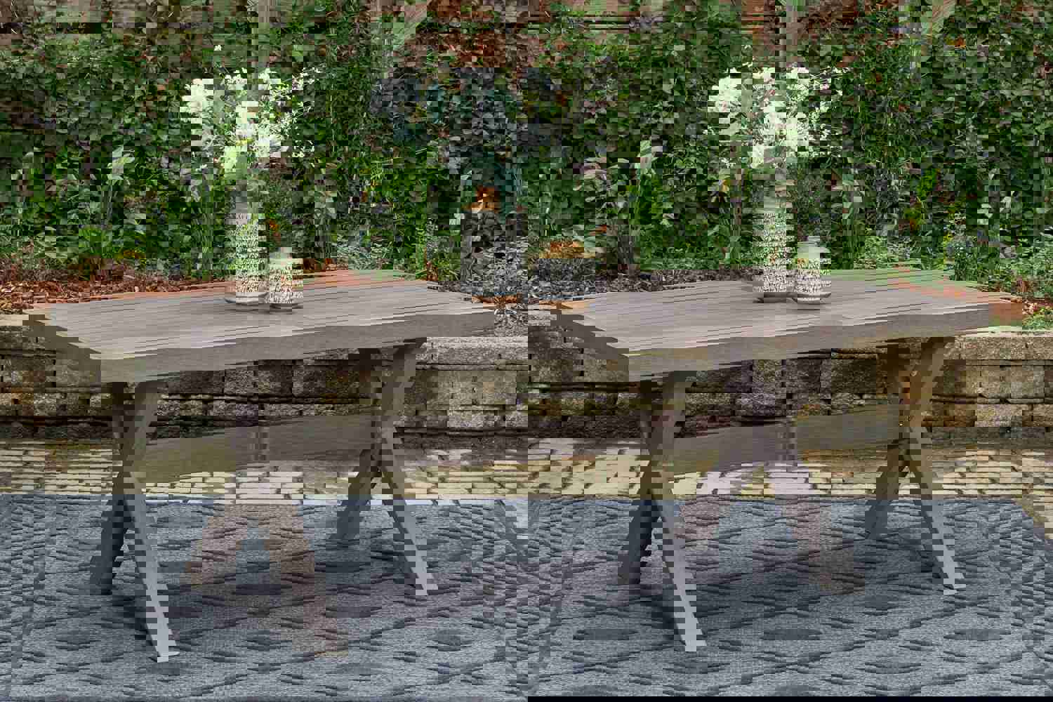 Hillside Barn - Brown Rectangular Dining Table with Umbrella Option