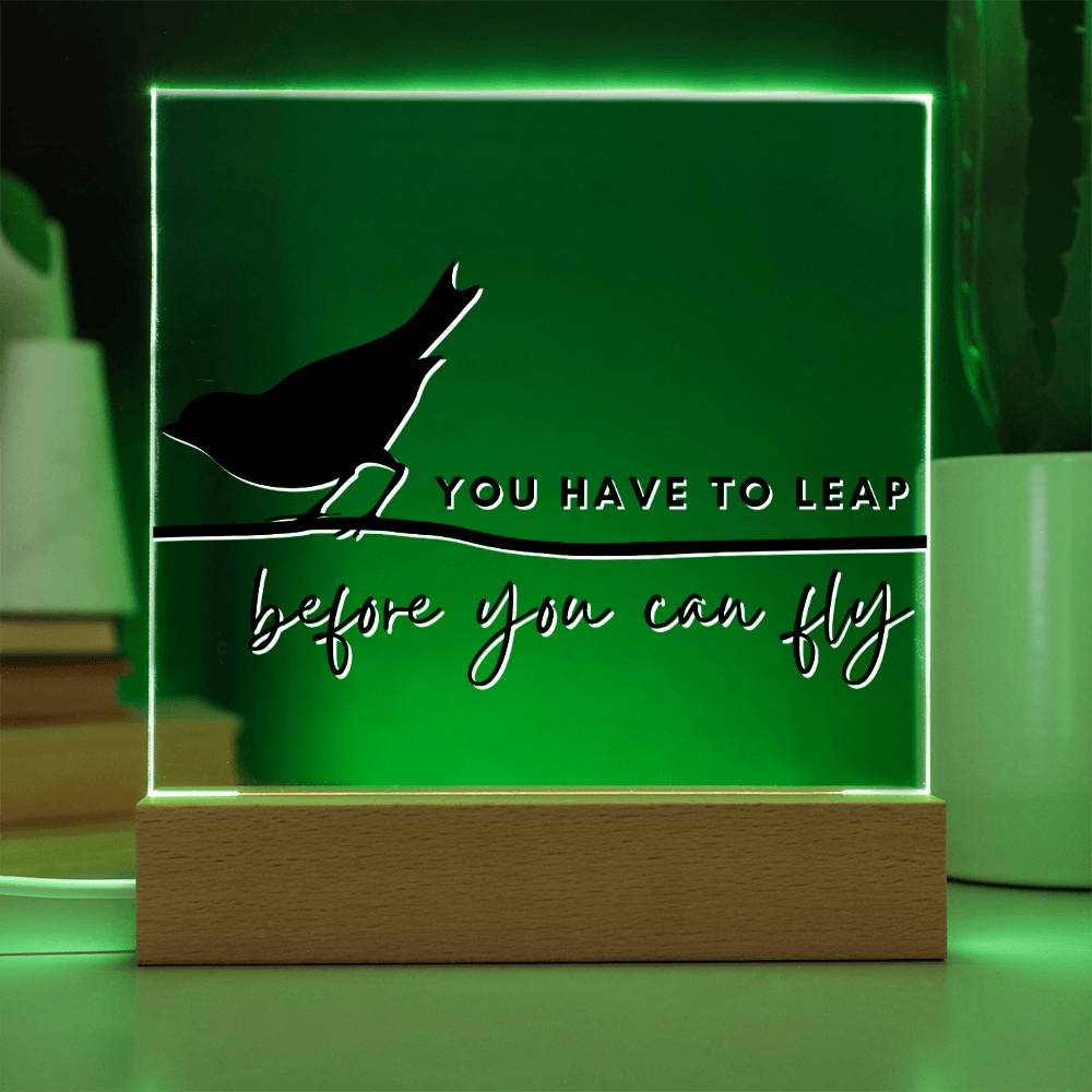 You Have To Leap - Motivational Acrylic Plaque with LED Night Light - Inspirational Home Decor