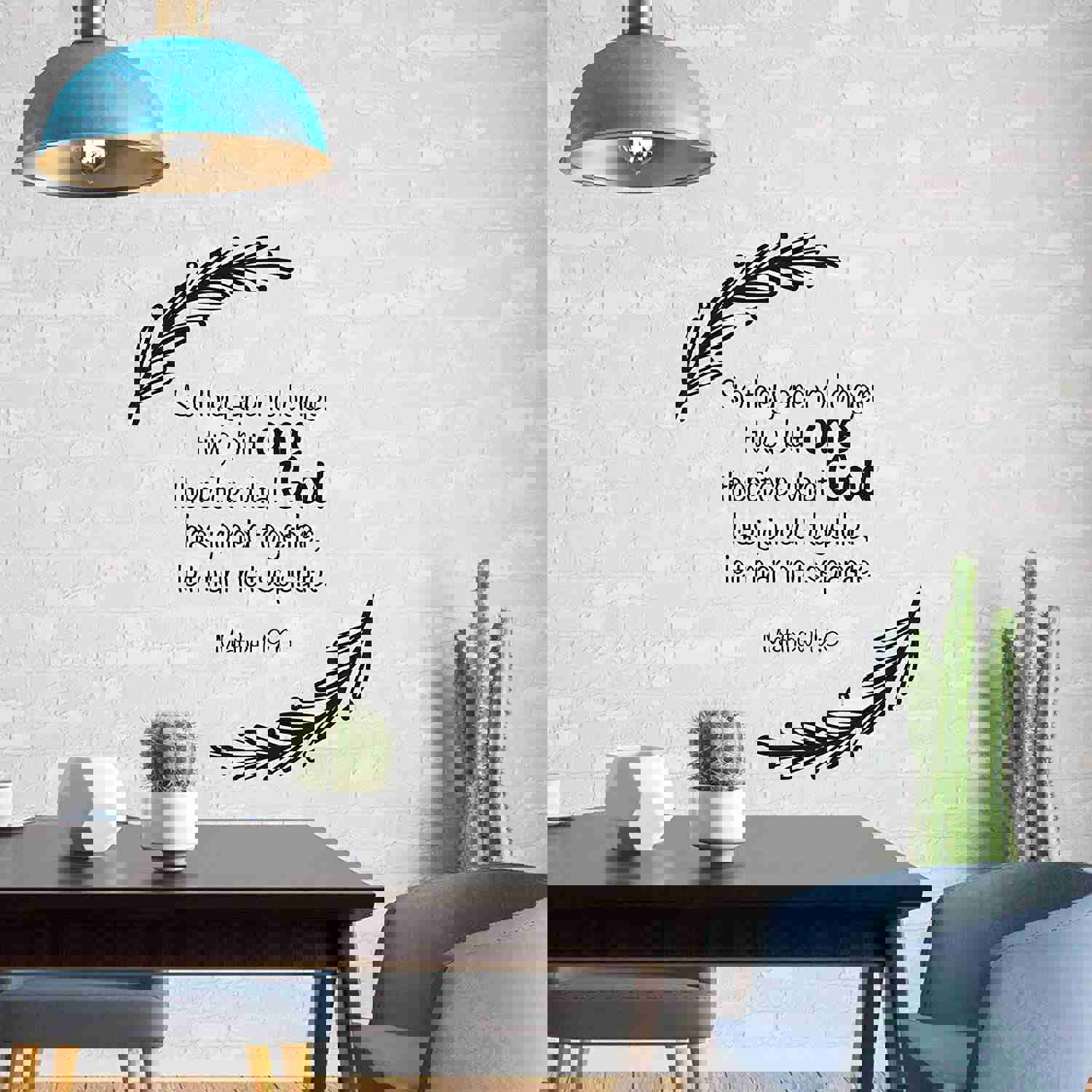 Religious Quotes Vinyl Wall Sticker - Matthew 19:6 Bible Verse Decal