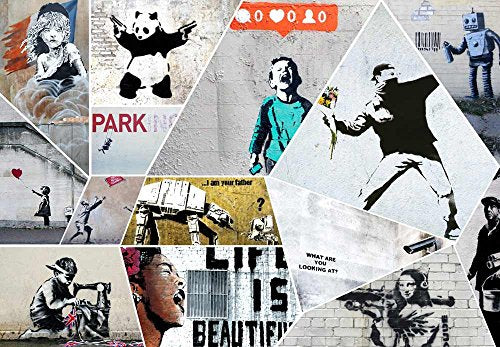 wall26 - Peel and Stick Wallpaper - Banksy Art Series Collage | Removable Large Wall Mural Creative Wall Decal - 66x96 inches