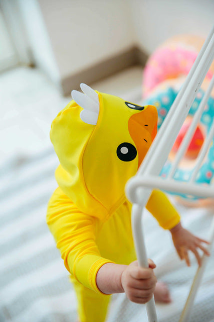 Duckling Yellow Hoodie Baby 3/4 Sleeve Swimsuit