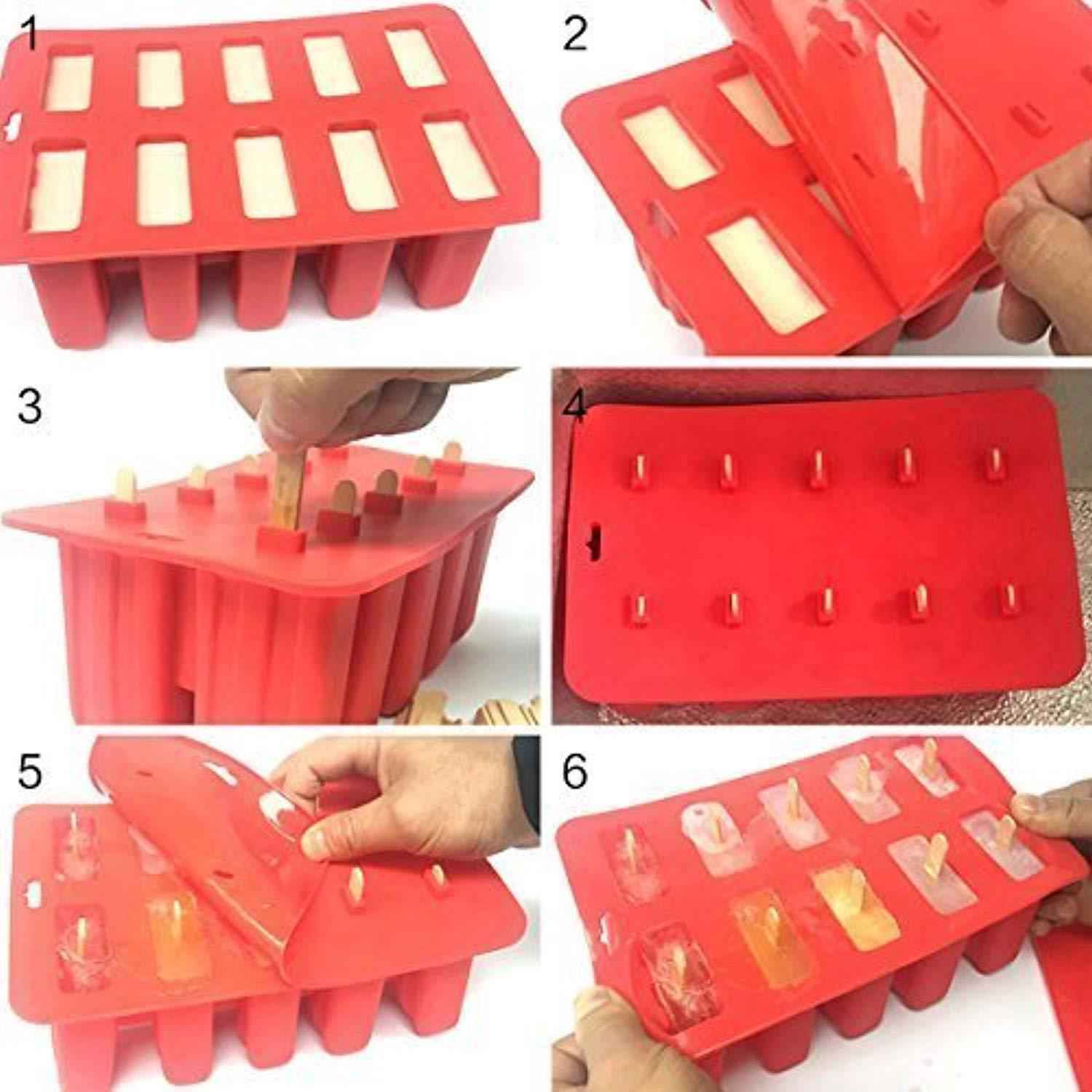 10-Capacity BPA-Free Silicone Popsicle Molds with Cover Lid