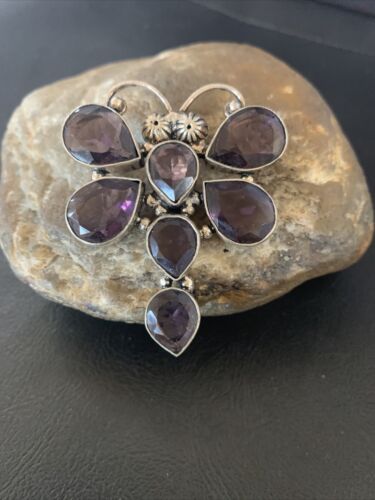 Handmade Sterling Silver Amethyst Dragonfly Pendant