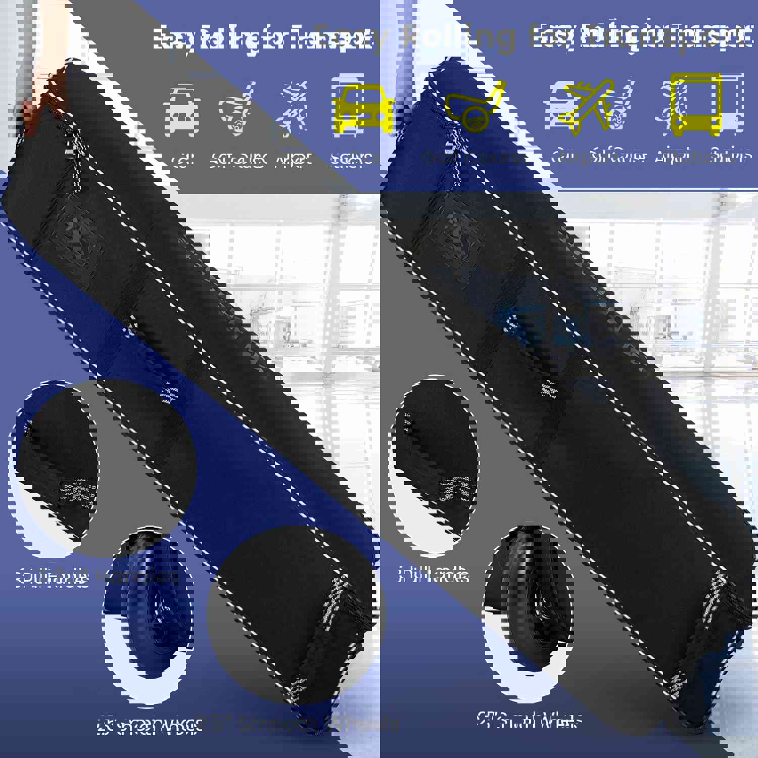 Tangkula Heavy Duty Golf Travel Bag with Wheels and Name Card Holder