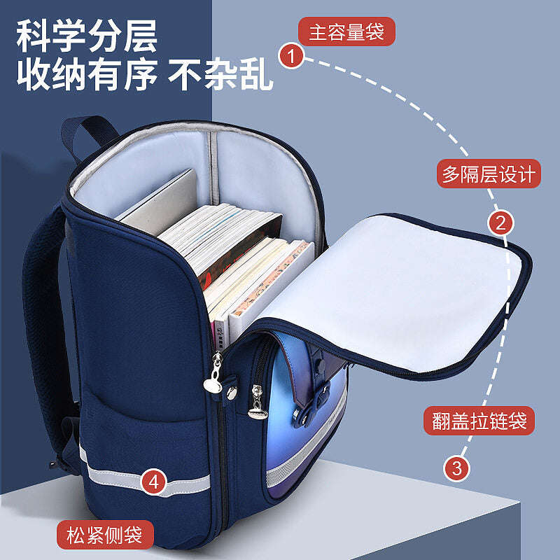 High Quality Spine Protection Schoolbag for Primary School Students - Boys and Girls