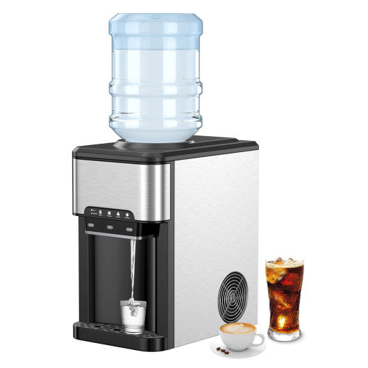 3-in-1 Water Cooler Dispenser with Built-in Ice Maker and 3 Temperature Settings - Silver