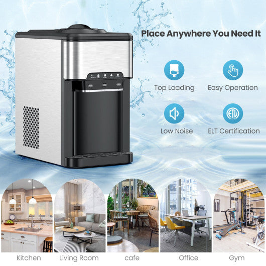 3-in-1 Water Cooler Dispenser with Built-in Ice Maker and 3 Temperature Settings - Silver
