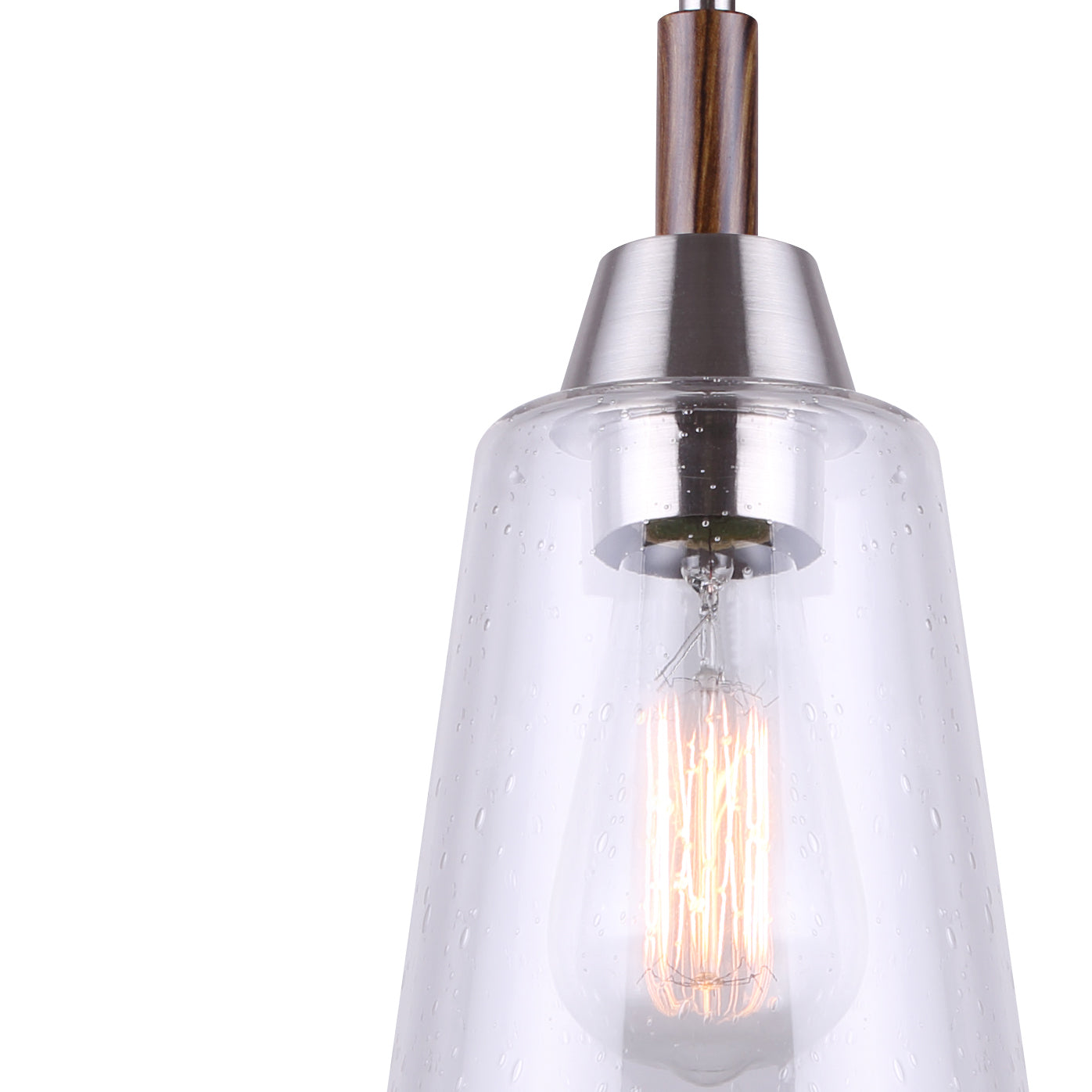 Dex Mini Pendant Light - Brushed Nickel with Faux Wood Shade