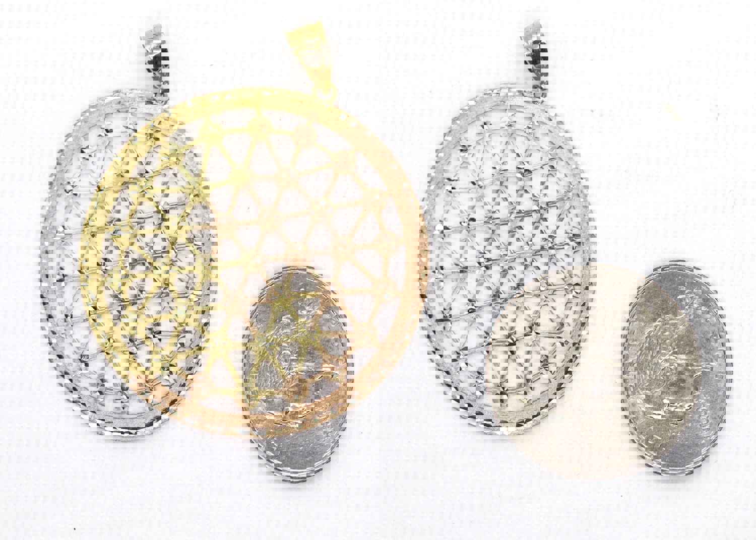 14k Filigree Pendant Medallion - Rose & Yellow Gold Mix