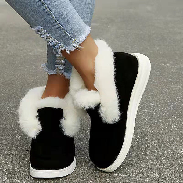 Corashoes Warm Round Toe Flat Fluffy Snow Boots