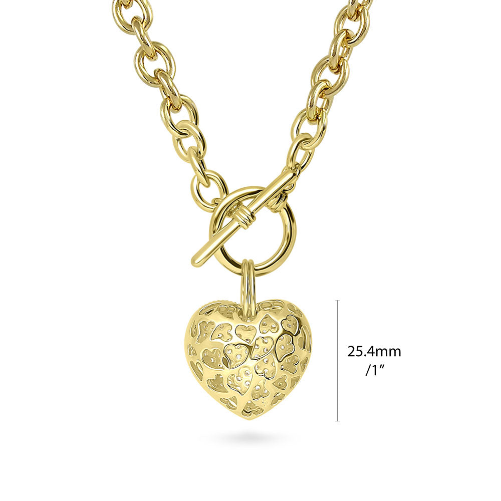 Heart CZ Toggle Pendant Necklace Set in 2-Tone (2 Piece)