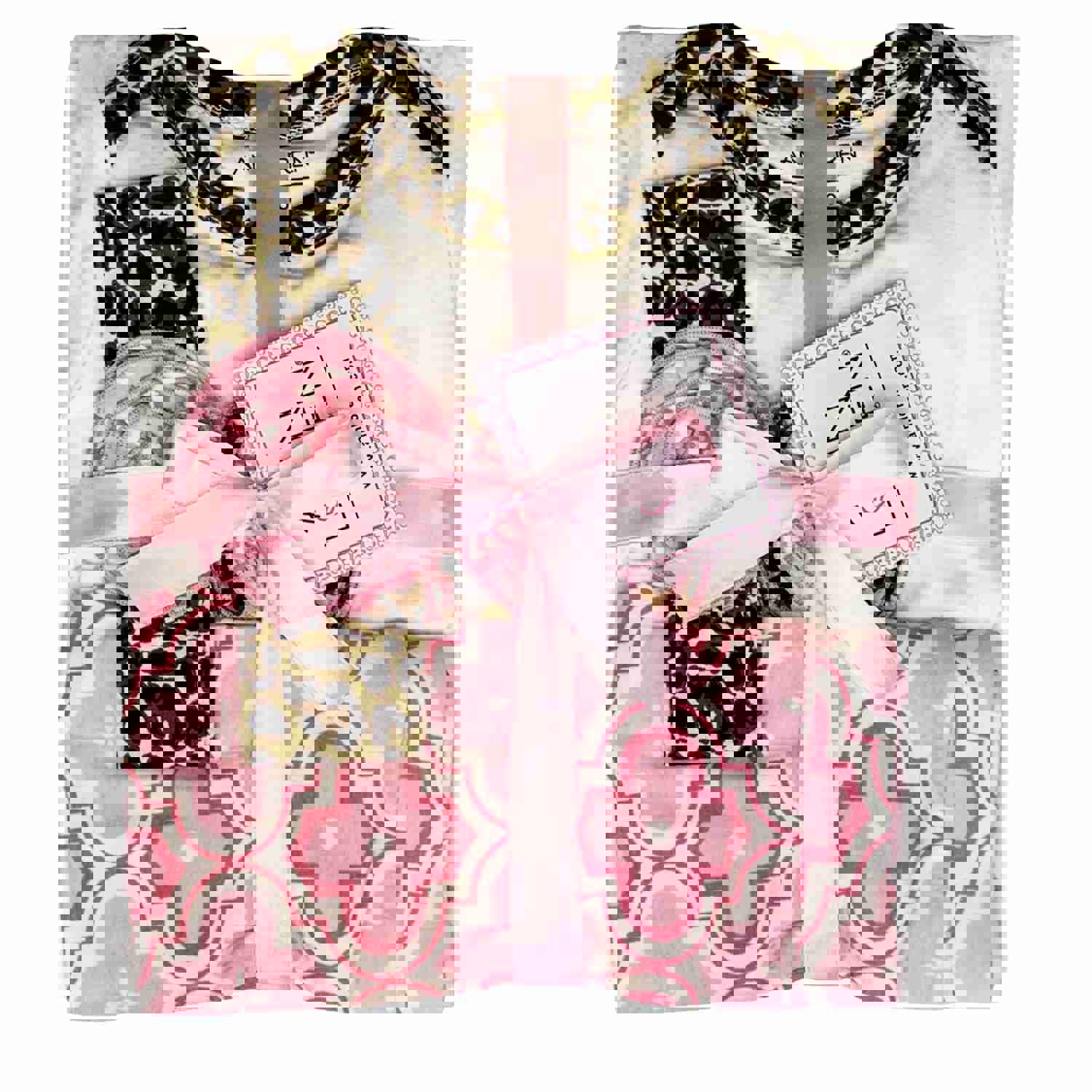 AnnLoren Baby Girls Layette Pink Leopard Onesie Pants Headband 3pc Gift Set