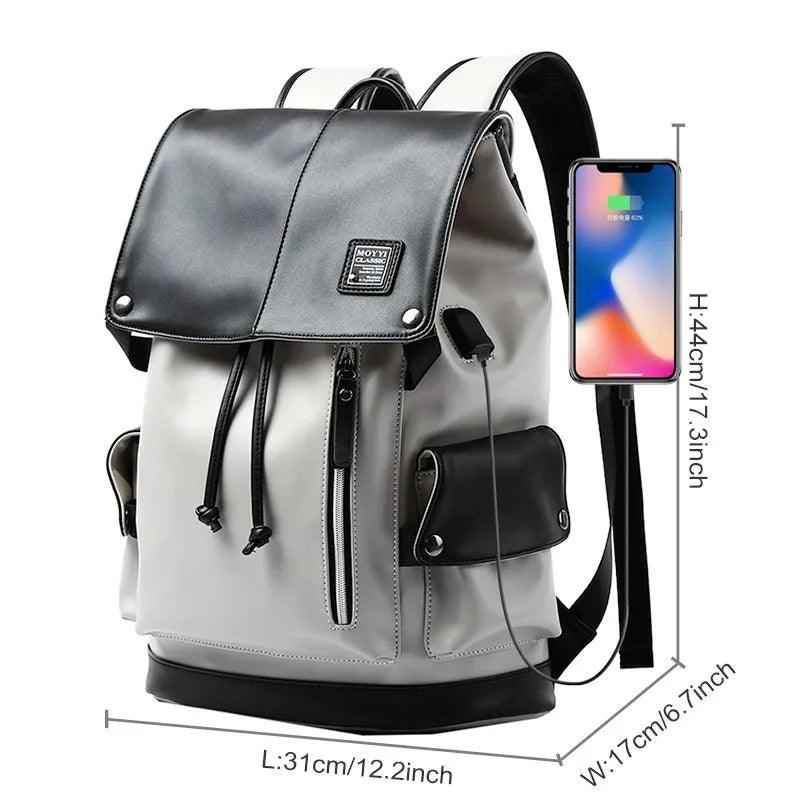 Mens Cool Backpacks SF0135 - Casual Fashion Large Capacity Leather Laptop Bag