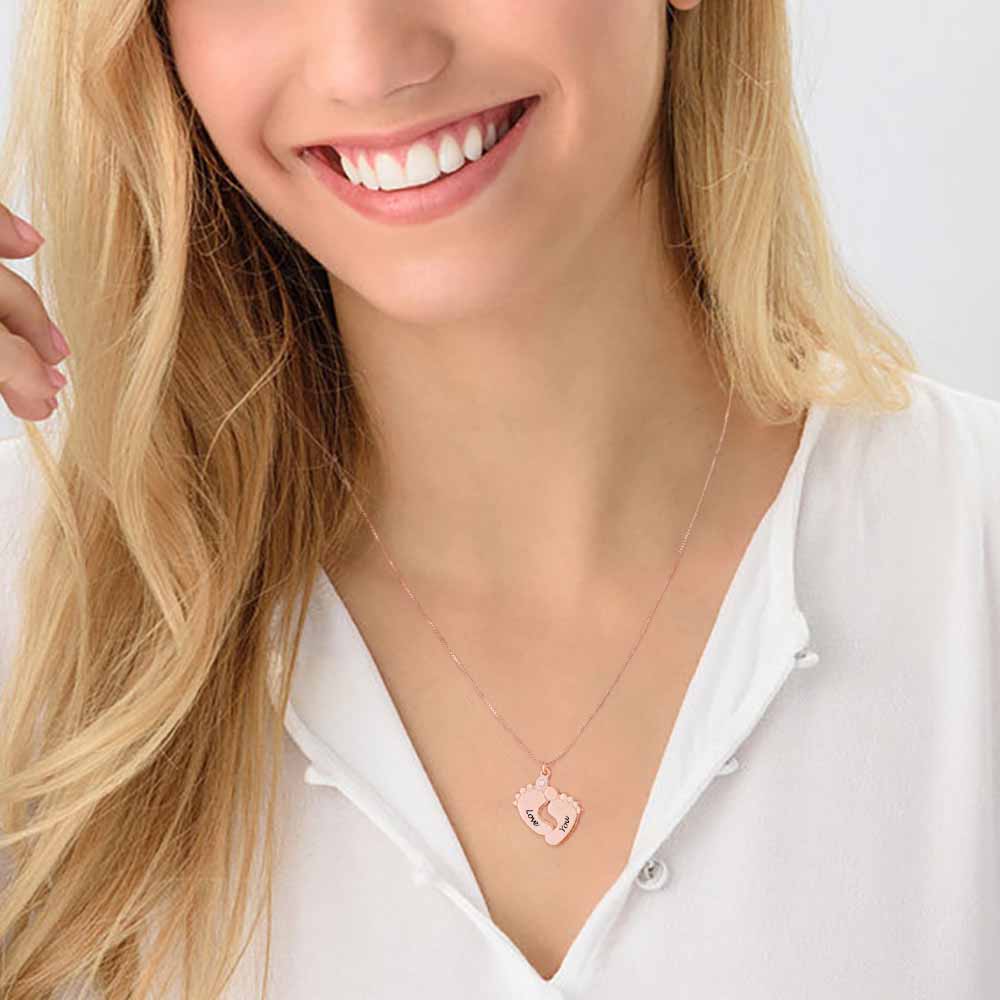 Custom Text Foot Necklace Personalized Silver Name Jewelry for Mothers Day Gift