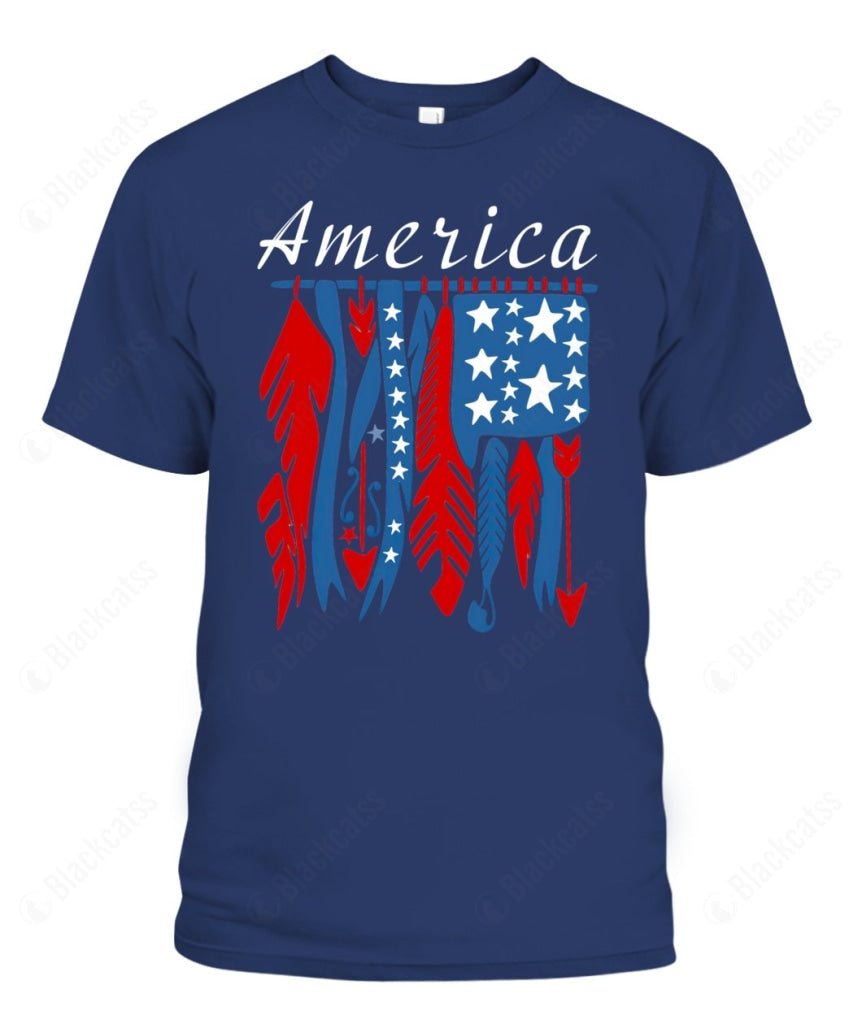 Custom Graphic Apparel - USA American Feather Flag Unisex T-Shirt