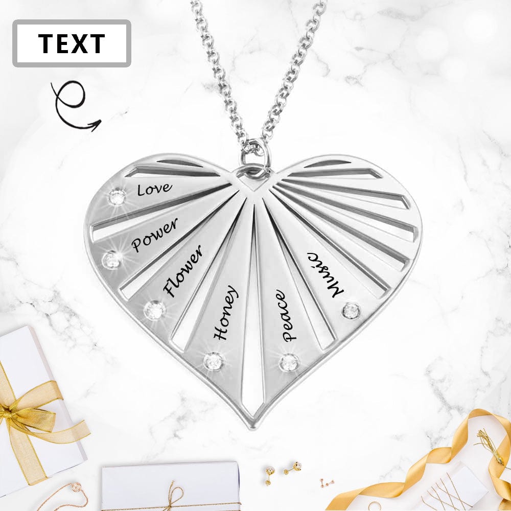 Custom Text Heart-shaped Necklace Personalized Silver Name Necklace Jewelry