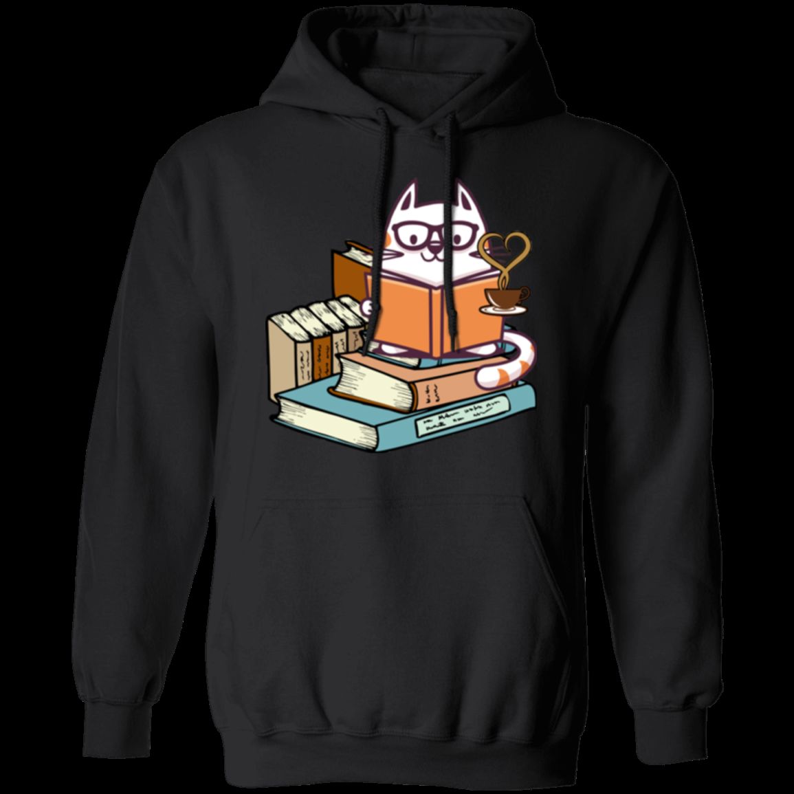 KITTENS CATS TEA AND BOOKS LADIES Pullover Hoodie 8 oz