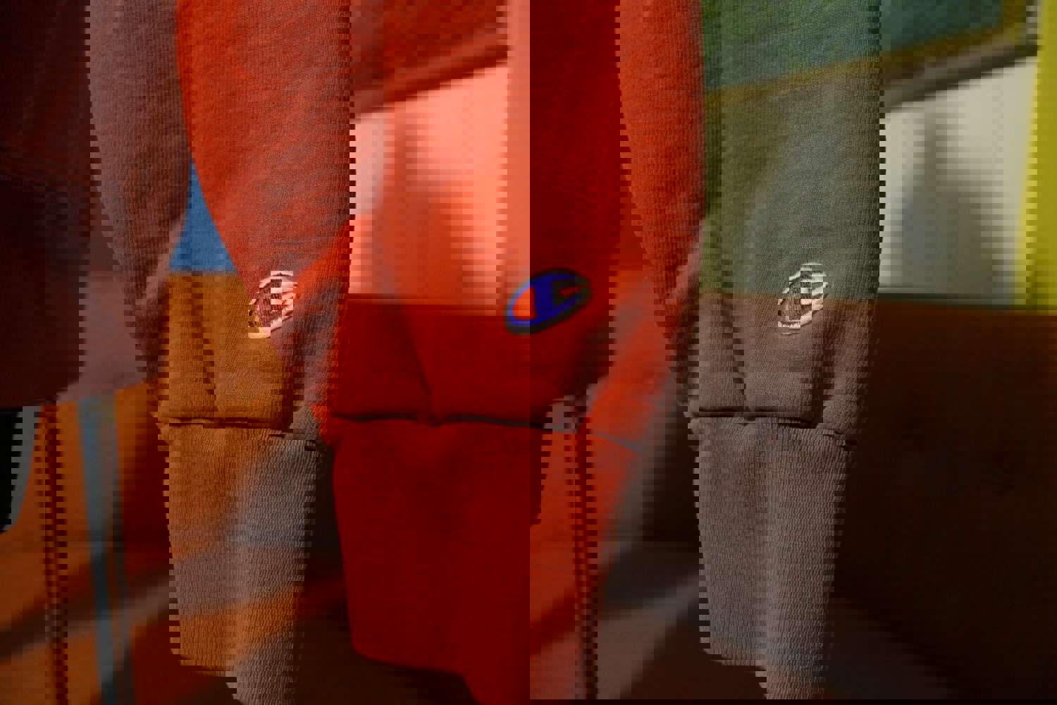 Vintage Champion Blue Bar Faded Red Embroidered Hoodie - 80s USA Made