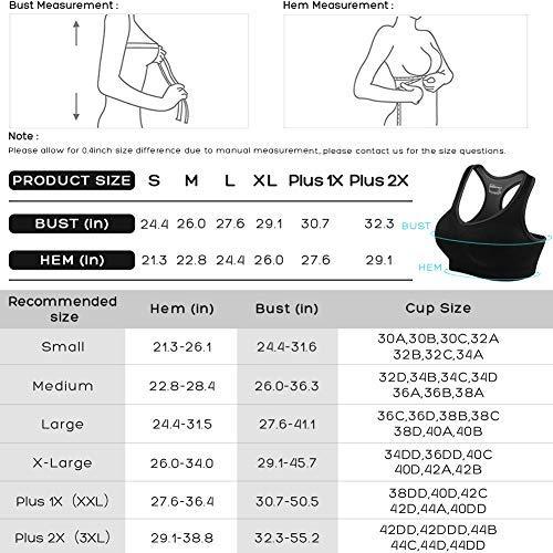 FITTIN Racerback Sports Bras - Padded Seamless Medium Impact Support for Yoga Gym Workout Fitness