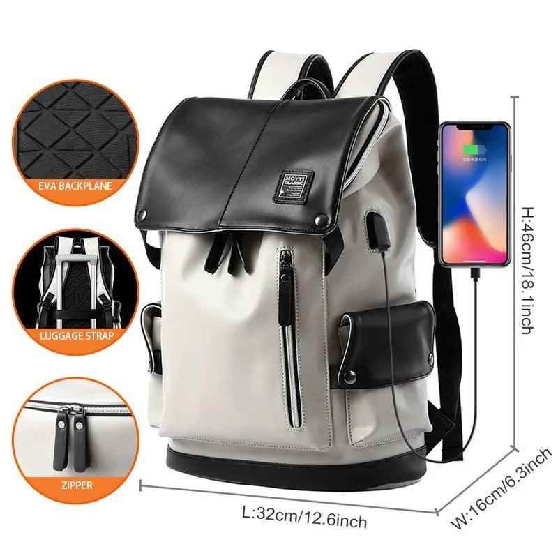 Mens Cool Backpacks SF0135 - Casual Fashion Large Capacity Leather Laptop Bag