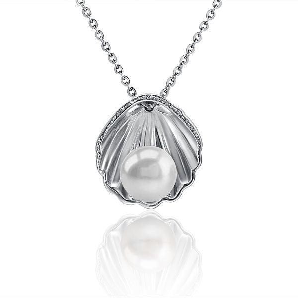 Pearl Surf Shell Pendant - 925 Sterling Silver with Akoya, Freshwater, or Tahitian Pearl