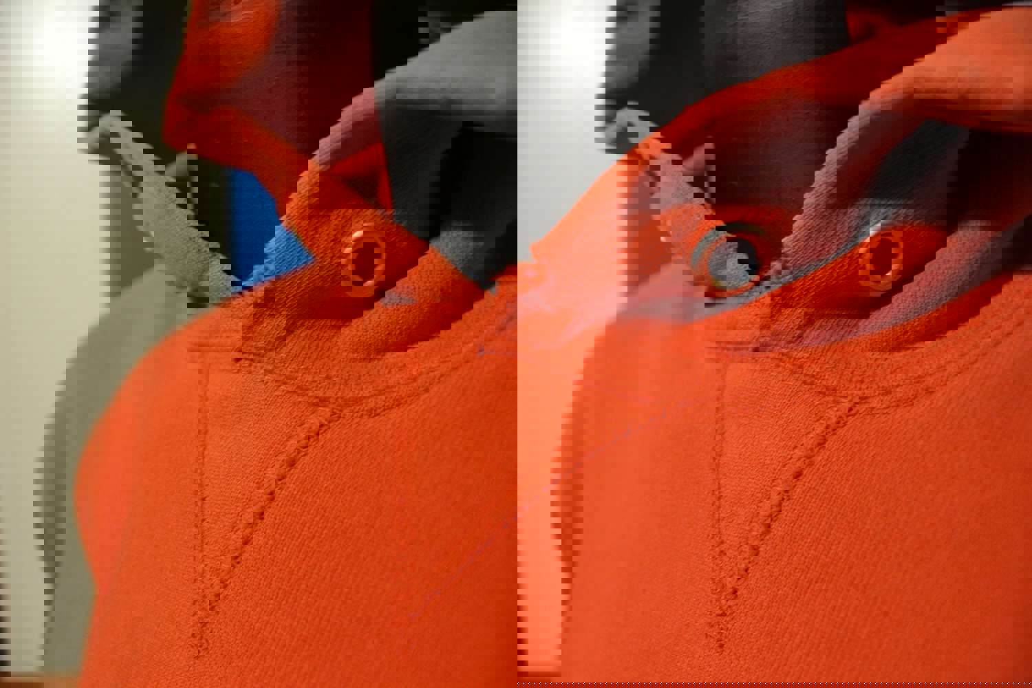 Vintage Champion Blue Bar Faded Red Embroidered Hoodie - 80s USA Made