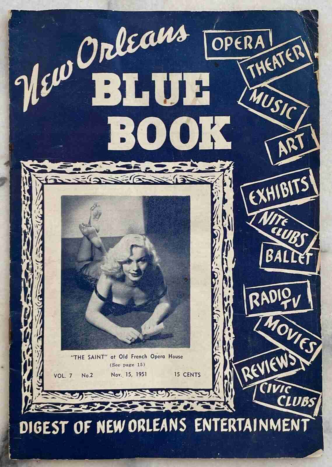 NEW ORLEANS BLUE BOOK - NOLA ENTERTAINMENT MAGAZINE, 1951 - FRENCH QUARTER